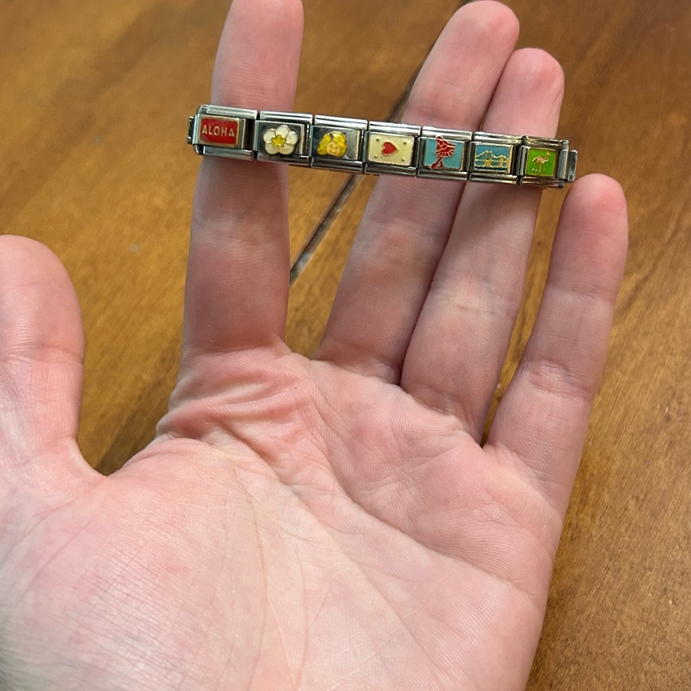 Vintage Italian stainless steel Charm Bracelet